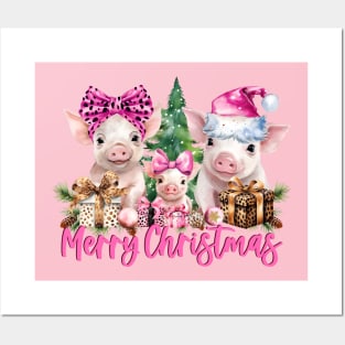 Christmas pigs leopard presents Merry Christmas Posters and Art